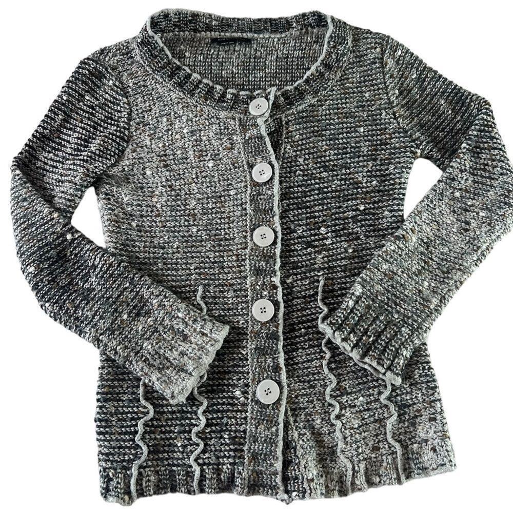 BCBGMAX AZARIA  Cardigan sweater Medium Gray marbled button up chunky cardigan